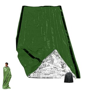 ozgram 寝袋 アルミフィルム 【グリーン】 シュラフ ブランケット サバイバルシート エマージェンシーシート 軽量 コンパクト 保温 防寒 防災 災害 キャンプ アウトドア 車中泊 登山 収納袋付