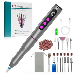 CGBE ネイルマシン: 電動ネイルマシン コードレス ジェルネイル オフ ネイルケア 12個セット 爪磨き 甘皮処理 角質除去 ネイルドリル 正逆回転 30000RPM 高速回転 5段階調整 USB充電 自宅サロン用