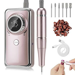 Madenia 充電式ネイルマシン 電動ネイルマシン プロ用 ビット付け ネイルマシーン アクリルネイル 35000RPM 高速回転 正逆回転 無階段変速 一時止め プロネイルマシン ネイルケア 初心者可 ネイ