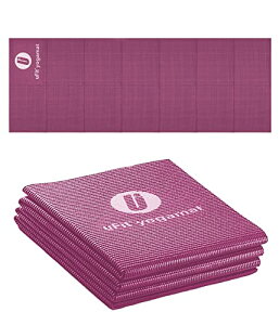 【日本国内メーカー】uFit Yogamat ヨガマット 折りたたみ 4mm 痛くない 滑らない 900g 軽量 61cm*173cm プロアスリート 水谷隼 愛用 PVC 洗える 臭くない 低反発 持ち運び ダスティピンク