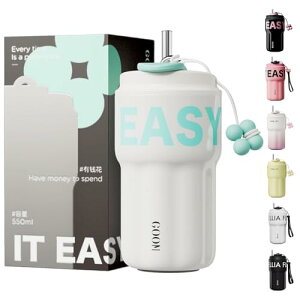 GOOM タンブラー 水筒 マグボトル コーヒーカップ 316ステンレス 550ml 直飲み 真空断熱 保冷 保温 軽量 ストラップ付き ステンレスボトル マグボトル おしゃれ ビジネス(ホワイト)