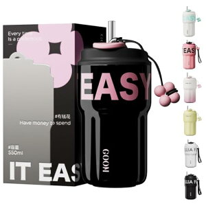 GOOM タンブラー 水筒 マグボトル コーヒーカップ 316ステンレス 550ml 直飲み 真空断熱 保冷 保温 軽量 ストラップ付き ステンレスボトル マグボトル おしゃれ ビジネス(ブラック)