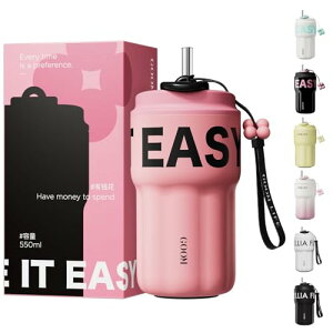 GOOM タンブラー 水筒 マグボトル コーヒーカップ 316ステンレス 550ml 直飲み 真空断熱 保冷 保温 軽量 ストラップ付き ステンレスボトル マグボトル おしゃれ ビジネス(ラズベリーレッド)