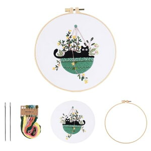 刺繍キット 刺しゅうキット 刺しゅう 刺繍針 刺繍用布DIY 初心者でも楽しめる 可愛い 猫 DIY刺?工具 かわいい おしゃれ 手作り 猫と植物 きれい プレゼント 贈り物 (ねこ C)