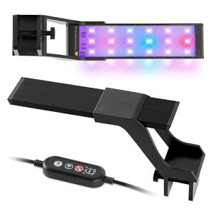 DEWEL 水槽ライト 水槽 育成ライト タイマー付き 10段階調光 usb 4色 アクアリウム ライト 水槽照明 水槽用ライト 水草育成 観賞魚飼育 光合成 小型 軽量 アルミニウム製 省エネ コンパクト (30cm