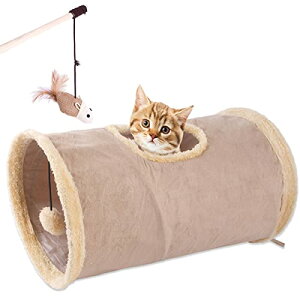 Fumemo 猫トンネル 猫じゃらし 猫 おもちゃ キャット トイ トンネル 穴 ねこ 遊び 道具 人気 ペット 玩具 運動不足 解消 折り畳み式 おしゃれ 鼠 ねずみ 棒 セット