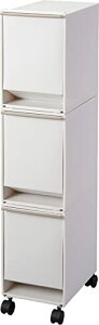 アスベル ゴミ箱 フタ付 分別 12.5L×12.5×12.5L 日本製 分別ワゴンスリム3段 幅22.5×奥行35.5×高さ99.2cm ホワイト