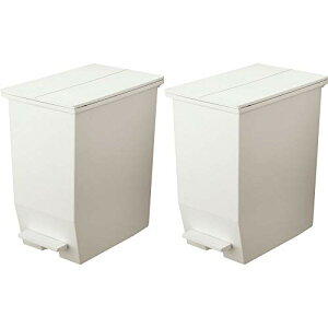 高さがでない両開きゴミ箱 45L ホワイト 2個セット おしゃれ ふた付き 分別 スリム 【モノギャラリー分別シール付き】