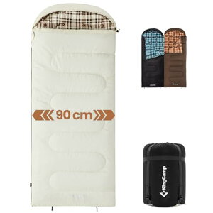 KingCamp 寝袋 シュラフ 封筒型 フランネル 連結可能 冬用 幅90cm ワイドサイズ オールシーズン 快適温度0℃-10℃ 夏用 コンパクト 軽量 防水 丸洗いOK 防災用 アウトドア キャンプ 収納袋付き ホ