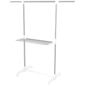 【  】 洗濯物干し 室内物干し 物干しスタンド 折りたたみ 幅72~144cm 奥行50cm 高さ92~162cm 組み立て簡単 ステンレス キャスター付き 移動便利 たくさん干せる 室内物干し 物干しラック コンパ