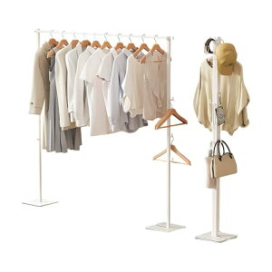 SUKIUZKI 物干しラック 室内物干し 洗濯物干し 衣類収納 フック付き 折りたたみ おしゃれ 頑丈 コンパクト 室内 屋外 ホワイト 幅102/172.5X奥行き25X高さ160cm