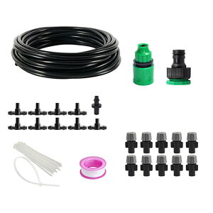 Miraixia ミストシャワー 10m 屋外用 ミスト スプリンクラー 自動散水 噴霧 セット 霧 冷却 ガーデン シャワー 散水 ホース ノズル 家庭菜園 水やり ガーデニング 熱中症 農業 花壇 造園 園芸 芝