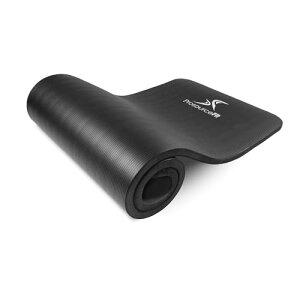 ProsourceFit Extra Thick Yoga and Pilates Mat ?" (13mm) or 1" (25mm), 71-inch Long High Density Exercise Mat with Comfort Foam and Carrying Strap, Black