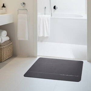 王様のバスマット【更に改善されましたx吸水力2倍サラふわUP】 珪藻土 バスマット 洗える マット キッチン ソフト 速乾 おしゃれ 安心 お風呂 足拭き ドア BOOMIE (角型グレー, 60cm×40cm)