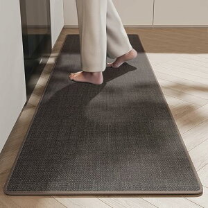 KEISHIN お風呂滑り止めマット 浴室足ふきマット 平織りラグマット 洗える 吸水 速乾 床マット ソフト玄関マット室内 キッチン (カーキ, 45X150CM)