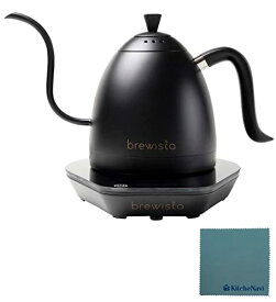 Brewista ブリューイスタ 【世界のバリスタが愛用】 電気ケトル 温度調節機能付 コーヒー ドリップ ケトル クロス付き (ピュアブラック 0.6L）