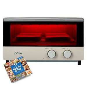 アクア (AQUA) トースター 4枚焼き (1200W / 遠赤外線ヒーター / 30分タイマー) オーブントースター 温度調節可能 (受け皿/レシピブック付き) TS4HR グレージュ