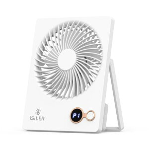 ISILER 卓上扇風機 静音 小型扇風機 デスクファン 充電式 1200mAh大容量バッテリー内蔵 180°角度調節可能 折りたたみ式 3段階風速調節 ミニ扇風機 小型 超強風 軽量 省エネ オフィス、寝室、屋