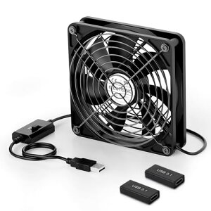 ELUTENG USBファン 12cm USB-Cアダプター2個付き 1500RPM USB扇風機 5V 静音 PC ファン 12cm 3段階調節 薄型 7枚羽根 長寿命 卓上 PC ゲーム機 ルーターなど対応