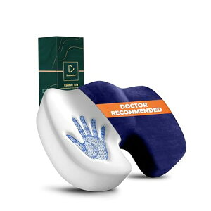 【2025アップグレードクッション-美しいパッケージ】低反発 チェアパッド 座布団 お尻が痛くならない 姿勢矯正に最適 通気性 滑り止め底 (紺色)