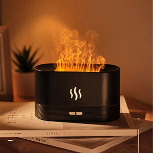 MORASTYLE アロマディフューザー 炎 アロマ 加湿器 ライト 付き led 卓上 小型 静音 ブラック 超音波 焚き火 揺らぎ 寝室 コンパクト タイマー おしゃれ インテリア プレゼント 空焚き防止