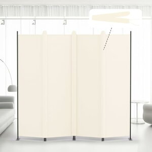 Kokorona パーテーション 間仕切り 4連 カバーストリップ付き 高さ180cm 幅224cm 衝立パーテーション スクリーン 折りたたみ 布タイプ 屏風 目隠し 区切り 衝立 軽量 オフィス 事務所 ベージュ