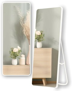 全身鏡 姿見鏡 大型 150長さ x 40幅 cmスタンドミラー 持ち運び便利 割れにくい鏡 飛散防止 軽量 壁掛けミラー 鏡 全身 壁掛け鏡 姿見 丸角 スタイルチェック おしゃれ ダンス 玄関 寝室 賃貸(