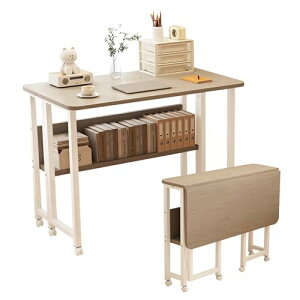 Fainyearn 折りたたみデスク コンパクデスク 省スペース 多機能テーブル 机 パソコンテーブル オフィスデスク テレワークデスク (木色, 80*58x)