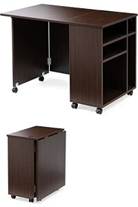 サンワダイレクト 折りたたみデスク コンパクトデスク 折りたたみワゴン 作業台 リビング学習 テレワーク キャスター付き 北欧 おしゃれ シンプル ブラウン 100-DESKN010M