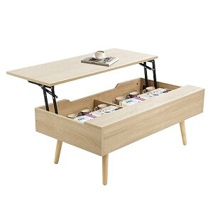 Yumcute ローテーブル 幅90cm 天板昇降式 木製 センターテーブル リビングテーブル 昇降式 コーヒーテーブル 大容量収納 一人暮らし 食事 仕事 テレワーク 北欧 おしゃれ 新生活