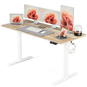 Acrolix 電動 昇降式デスク スタンディングデスク幅140cm 耐荷重80kg 高さメモリー機能 上下自動昇降 衝突検知 静音 収納フック付き パソコン pc オフィスデスク 作業机 原木天板