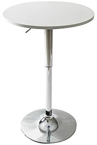 システムK カウンターテーブル 【お部屋がオシャレなバーに変身】 自分好みに高さ調整ができる圧迫感のない丸型デザイン バーテーブル 昇降 回転 BAR カフェ風 円形60cm ホワイト