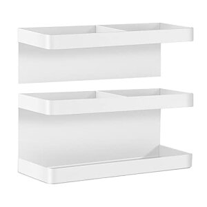 マグネット傘立て ブラック スリム おしゃれ 水受けトレイ付き 多機能傘収納 玄関ドア壁掛け コンパクト 傘立て 玄関扉収納 (ホワイト)