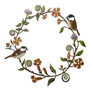 アイアンリース 壁掛け ガーランド 装飾 屋外 フラワーリース ガーデンオブジェ アンティーク インテリア 玄関 (ブラウン)