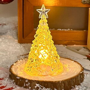 クリスマス用ライト 飾りライト クリスマスツリー型ライト LED イルミネーション 卓上 クリスマス置物 水晶飾り 電池付き 光る 置物 電飾 室内 インテリア プレゼント 撮影 おしゃれ かわい