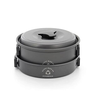 NINEHILLS クッカーセット 2点 150 ポット 鍋 食器 米 米炊き 調理 料理 キャンプ レジャー アウトドア 防災グッズ ソロキャンプ アルミ製