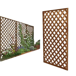 Hubiuyo ウッドフェンス ラティスフェンス ガーデニング 木製 フェンス 装飾柵 庭のフェンス ウッドフェンススクリーンパーティション ウッドグリッドピース 屋外クライミングフレーム 炭化