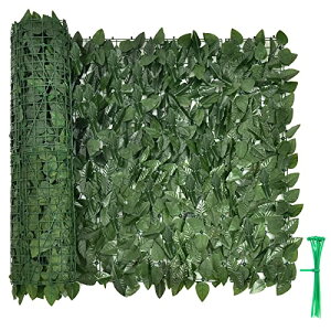 Giantex リーフラティス グリーンフェンス グリーンカーテン グリーンシート 25x50cm/枚x24枚 自由組み合わせ 100x300cm ウォールグリーン フェイクグリーン 庭 ガーデン 目隠し 日よけ 緑のカーテ