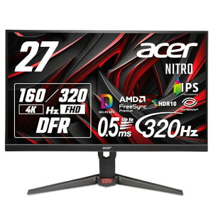 Acer 27�C���` �σ��t���b�V�����[�g 0.5ms 320Hz(FHD) 160Hz(4K) IPS ����� DCI-P3 90% �G���S�X�^���h AMD FreeSync Premium HDR10 �u���[���C�g�ጸ �u���b�N�u�[�X�g HDMI 2.1 DisplayPort v1.4 �X�s�[�J�[�E�w�b�h