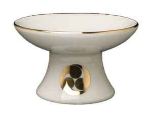 【 伊勢 宮忠 】【 高月 金紋入 【巴紋】 3寸 】直径8.9cm 高さ5.4cm 神棚 神具 高坏 高須支 たかすき 腰高 こしだか 米 御餞 お供え セトモノ 瀬戸物 陶器 高杯 高坏