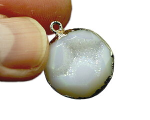 ペンダントトップ 水晶付メノウ ヘキサゴン型 No.1 【クロネコゆうパケット発送可】