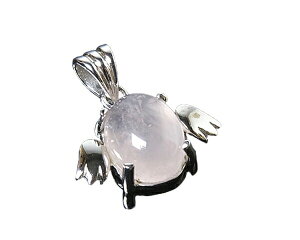 ペンダントトップ 羽根付 ローズクォーツ No.11 【クロネコゆうパケット発送可】