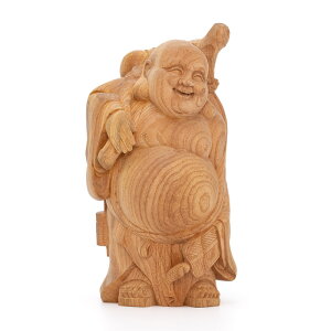 【 伊勢 宮忠 】【 木彫 布袋 欅 No.7 】幅18.5cm 奥行き16.8cm 高さ32.6cm 神具 神棚 七福神 置物 木彫 布袋尊 布袋様 彫刻 上彫 福徳円満 開運 運気上昇 金運 商売繁盛 家内安全 子宝 安産