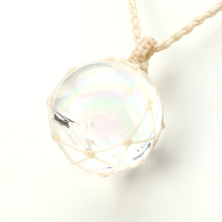 楽天市場】水晶 ネックレス レインボー水晶 マクラメ編み ベージュ 