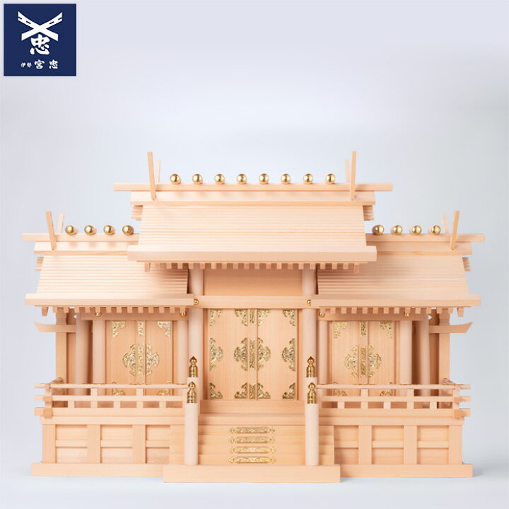 楽天市場】神棚 【 板葺 屋根違い 三社宮 I-4 】 幅-92cm 奥行-33cm 高  