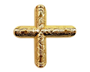 神棚 金具 小宮丸鉾金具 架木金具 笹金具 笹金物 上等品 【 小宮丸鉾金具 銅地特上本金鍍金 十文字2分×1寸2分 】