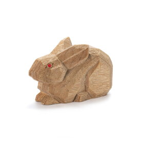 【 伊勢 宮忠 】【 伊勢一刀彫 干支 卯 】幅3.7cm 行8.2cm 高さ5cm 神棚 神具 一刀彫り 授与品 記念品 桐箱入