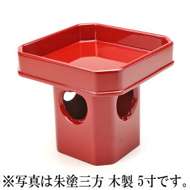 【 伊勢 宮忠 】【 朱塗三方 木製 6寸 】縦18cm 神棚 神具 お供え お供え台 台 お祀り 三方 三宝 さんぼう さんぽう ひのき ヒノキ