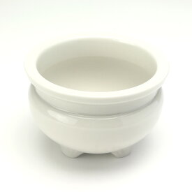 【 伊勢 宮忠 】【 香炉 4寸 白 】直径12.5cm 高さ8.5cm セトモノ 瀬戸物 陶磁器 こうろ 香立て こうたて 陶器 磁器 神具 神祭具 先祖供養 三具足 五具足