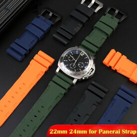 腕時計 ベルト パネライ 互換 ラバーベルト PAM441 359 Pa111 汎用 シリコン バンド 20mm 24mm 26mm ブラック ブルー グリーン オレンジ シルバーバックル ブラックバックル メンズ ストラップ ピンバックル付き